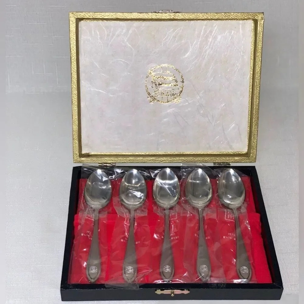 VINTAGE Silver Demitasse Spoon Set of 6 Set New In Box NYK LINE Collectible